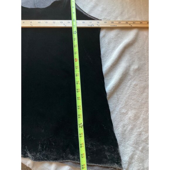 VTG Silver Charm Sz Medium Sleeveless Top Cami Silk Bl Black Brown Velvet Y2K - Picture 4 of 7